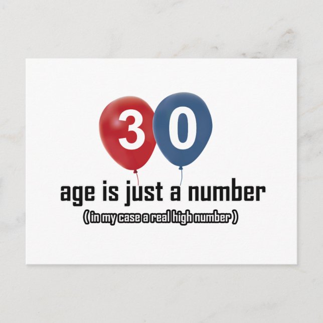 30 year old nothing but a number designs postcard (Front)