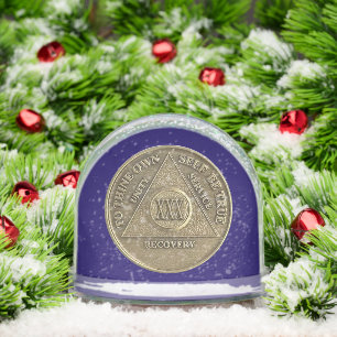 30 Year Sober AA Recovery Anniversary Coin Snow Globe