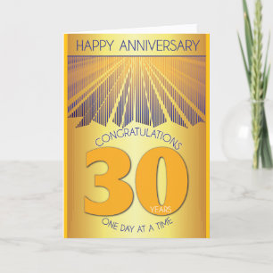 30 Year Sober Anniversary Golden Ray 12 Step Card