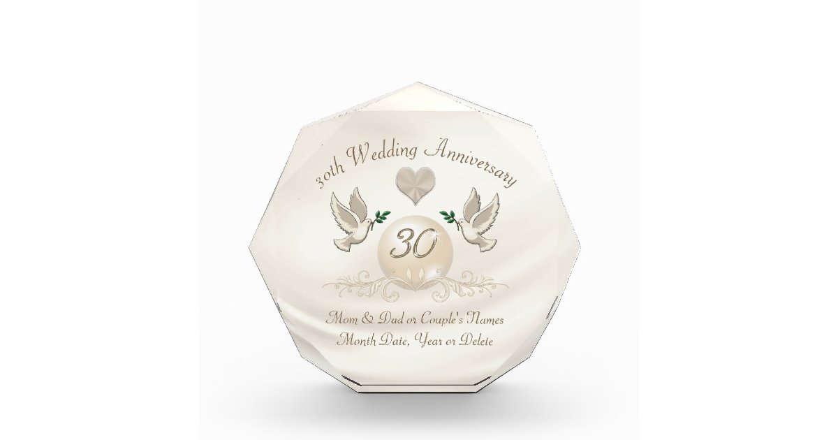 30 Year Wedding Anniversary Gift for Parents Zazzle