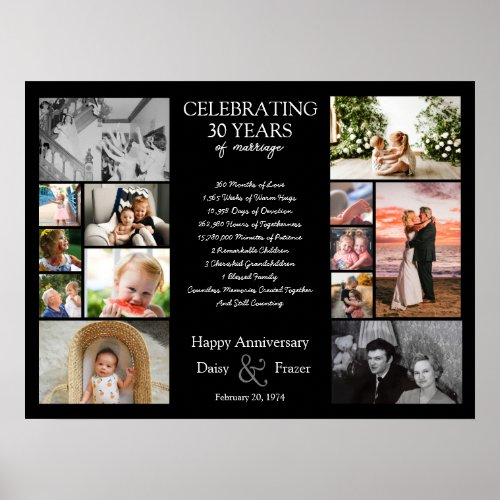 30 year wedding anniversary photo collage editable