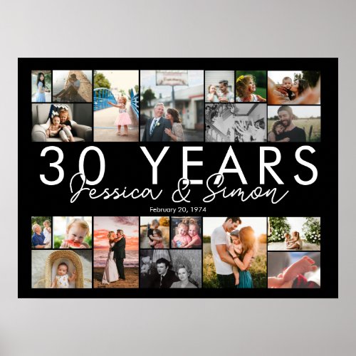 30 year wedding anniversary photo collage editable