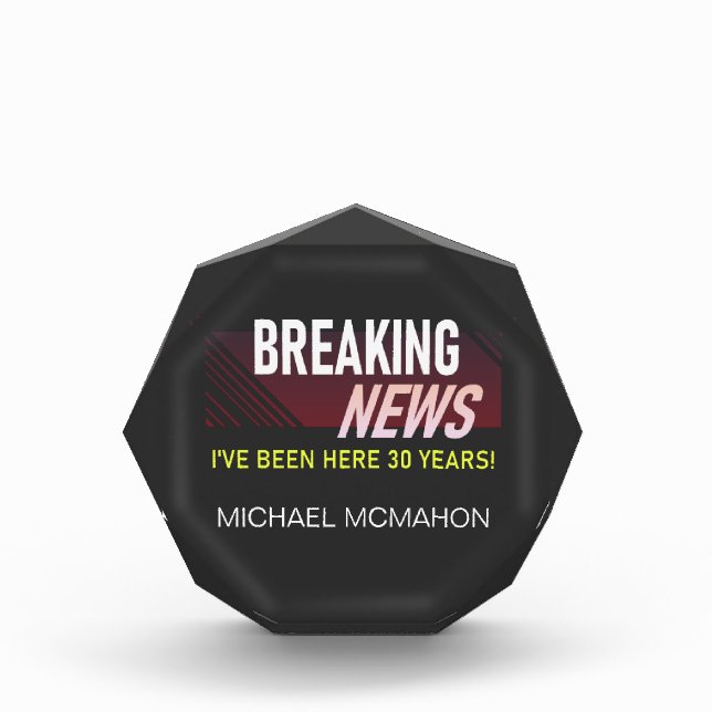 30 Year Work Anniversary 30th Employee Acrylic Award (Front)