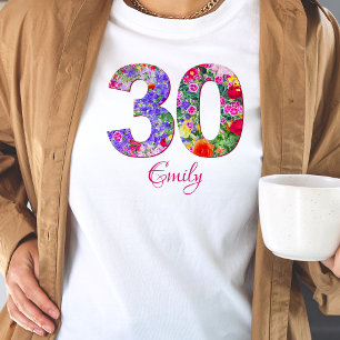 30 years birthday party floral design t-shirt