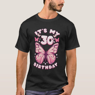 30 Years Butterflies And Number 30 T-Shirt