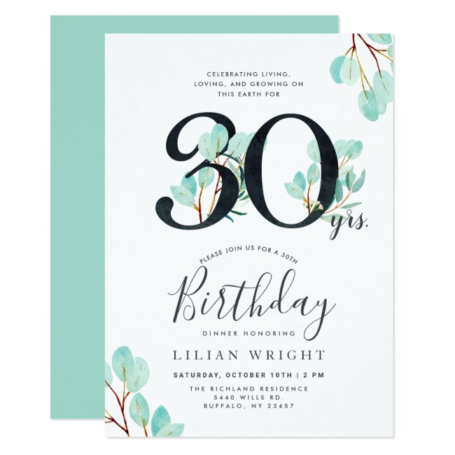 30 Years Growing | 30th Birthday | Eucalyptus Invitation