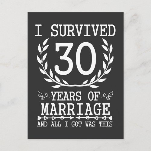 30 Years Husband Wife 30th Wedding Anniversary Postcard