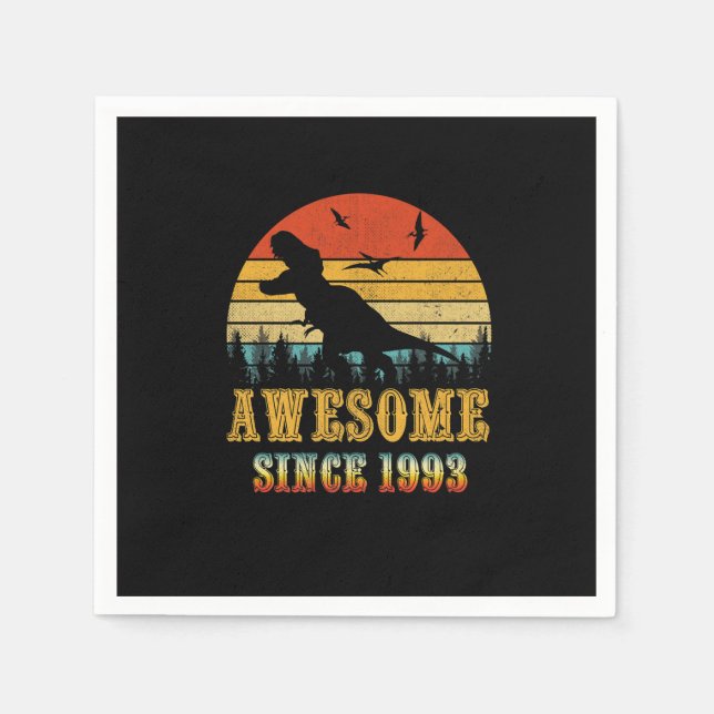 30 Years Old Awesome Since 1993 30th Birthday Dino Napkins (Front)