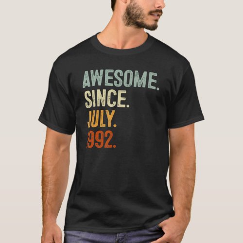 30 Years Old  Awesome Since July 1992 30th Birthda T_Shirt