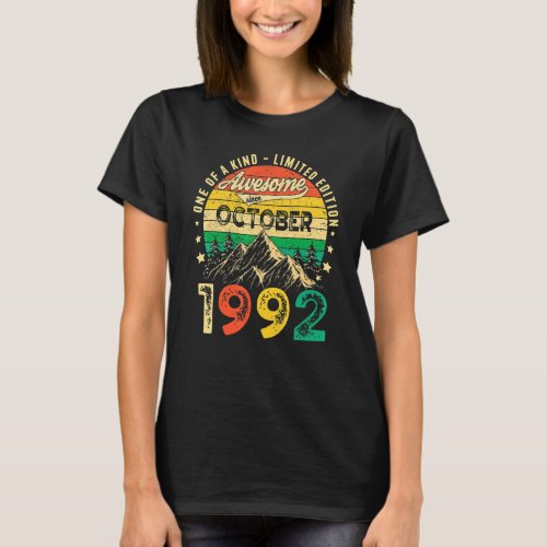 30 Years Old  Awesome Since October 1992 30th Birt T_Shirt