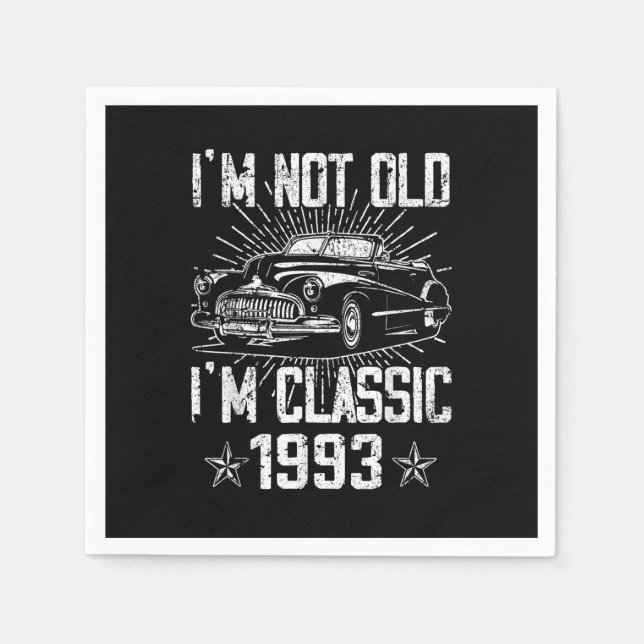 30 Years Old Classic Car 1993 Limited Edition 30th Napkins (Front)