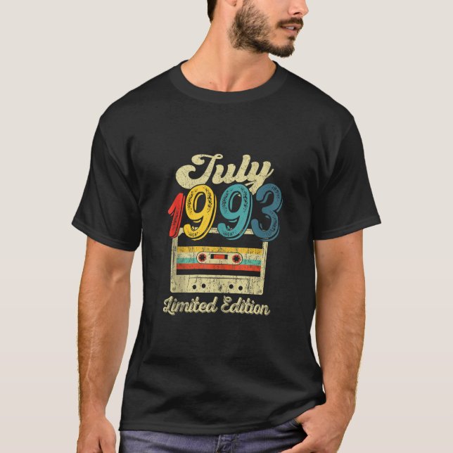 30 Years Old Gifts Retro July 1993 Cassette 30th B T-Shirt (Front)