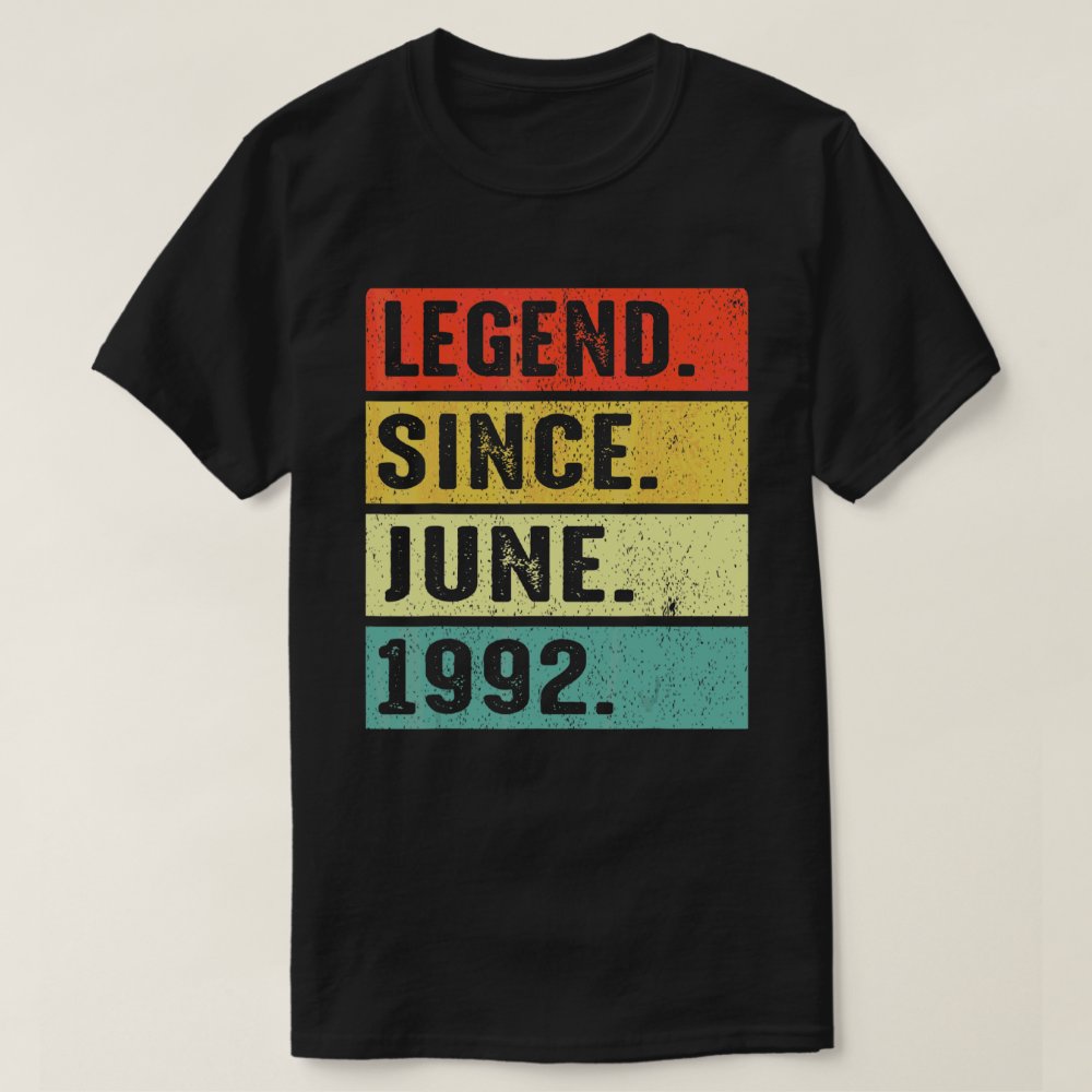30 Years Old Legend Since June 1992 30th Birthday Personalized T-Shirt