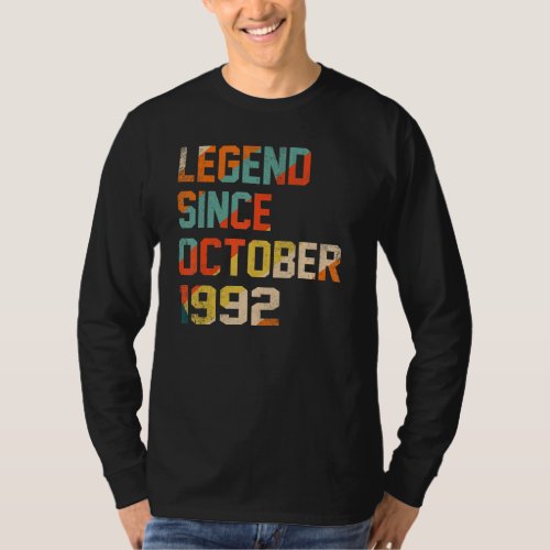 30 Years Old  Legend Since October 1992 30th Birth T_Shirt