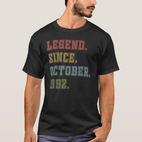 30 Years Old  Legend Since October 1992 30th Birth T_Shirt