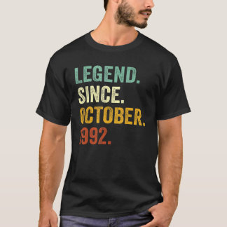 30 Years Old  Legend Since October 1992 30th Birth T-Shirt
