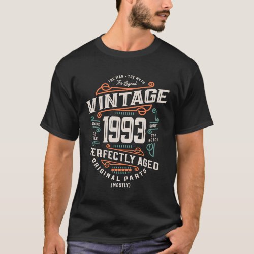 30 Years Old Vintage 1993 Man Myth Legend 30th T_Shirt