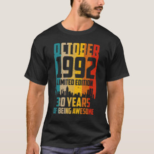 30 Years Old Vintage October 1992 30th Birthday T-Shirt