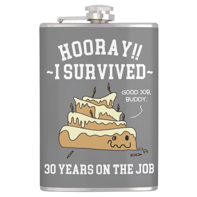 30 Years on the Job 30th Employee Anniversary Flask (Front)