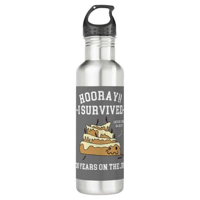 30 Years on the Job 30th Employee Anniversary Stainless Steel Water Bottle (Front)