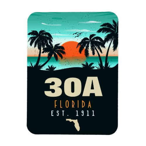 30a Route Florida Retro Sunset Souvenirs 60s Magnet