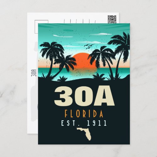 30a Route Florida Retro Sunset Souvenirs 60s Postcard