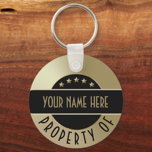 30s Inspired Gold  Black Personalised Keychain