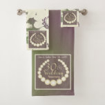 30th/12th Pearl Anniversary  Bath Towel Set<br><div class="desc">I made this wild floral with pearl graphics and plum,  white and green moss,  for her 30th or 12th wedding anniversary,  now available on Zazzle's towels!</div>