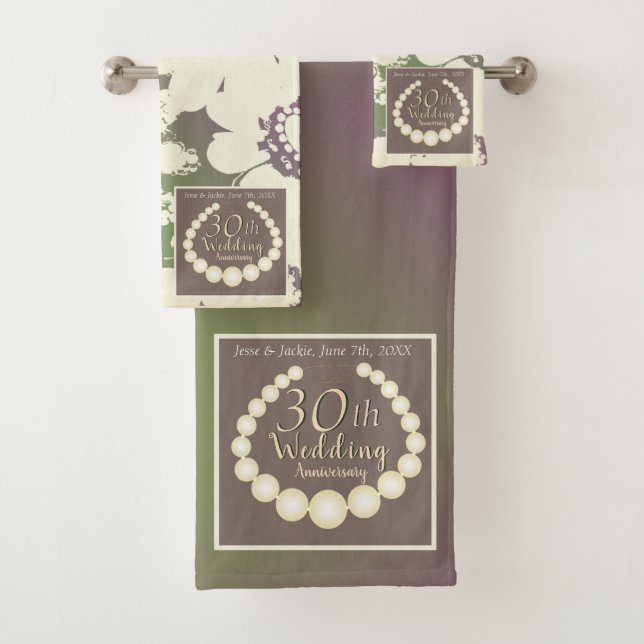30th/12th Pearl Anniversary  Bath Towel Set (Insitu)