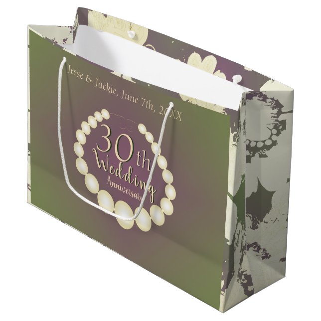30th/12th Pearl Anniversary Gift Bag (Front Angled)