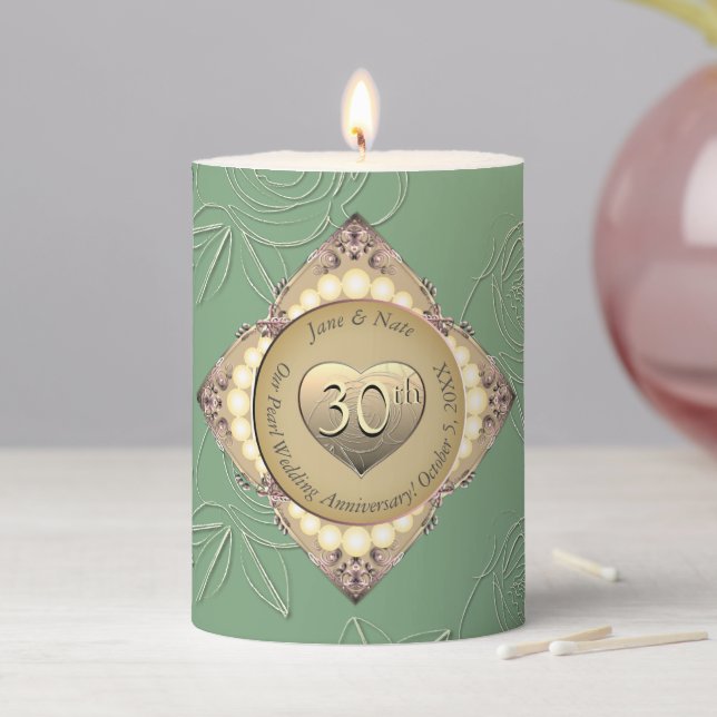 30th/12th Pearl Anniversary  Pillar Candle (In Situ)