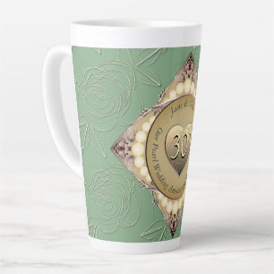 30th/12th Pearl & Green Wedding Anniversary Latte Mug
