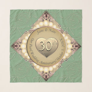 30th/12th Pearl & Green Wedding Anniversary Scarf