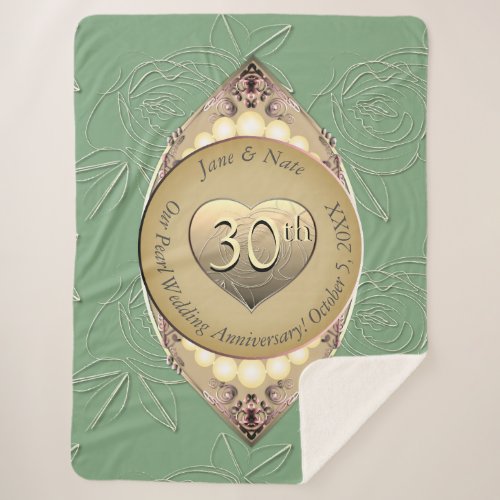 30th & 12th Pearl Wedding Anniversary Blanket