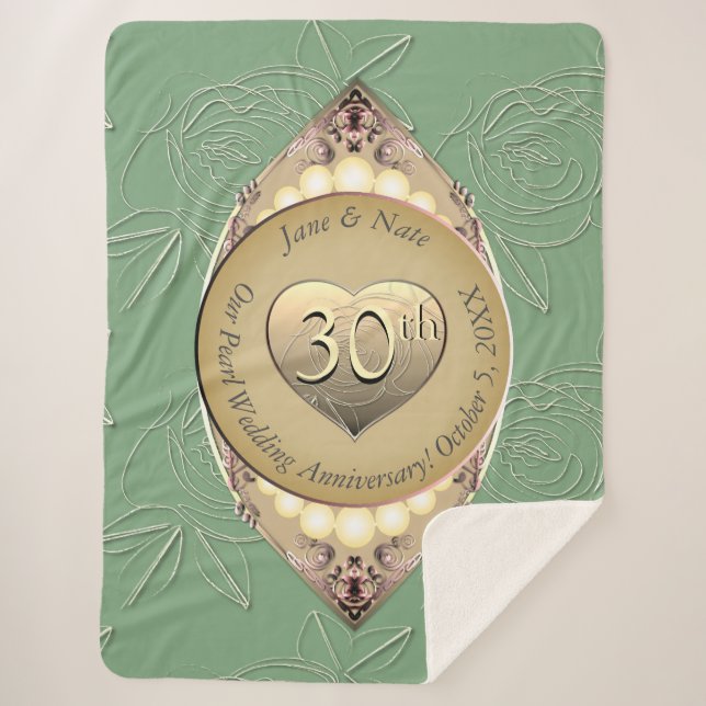 30th & 12th Pearl Wedding Anniversary Blanket (Front)