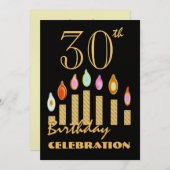 30th - 39th Birthday Party Invitation Gold Candles (Front/Back)