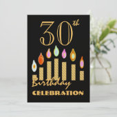 30th - 39th Birthday Party Invitation Gold Candles (Standing Front)