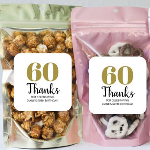 30th 40th 50th 60th 70th 80th Birthday Party Favor Square Sticker