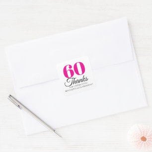 30th 40th 50th 60th 70th 80th Birthday Party Favor Square Sticker