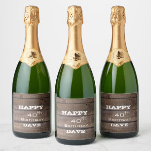 30th 40th 50th Happy Birthday Rustic Party Sparkling Wine Label