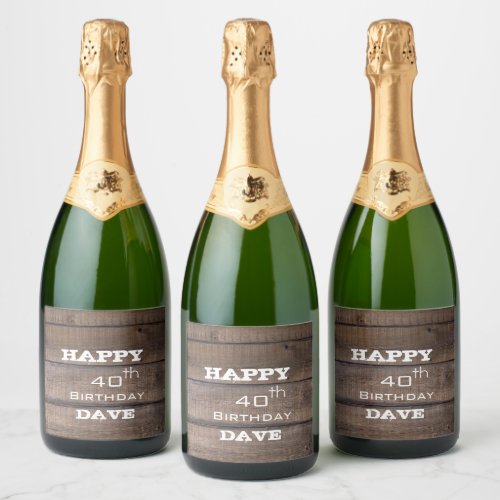 30th 40th 50th Happy Birthday Rustic Party  Sparkling Wine Label