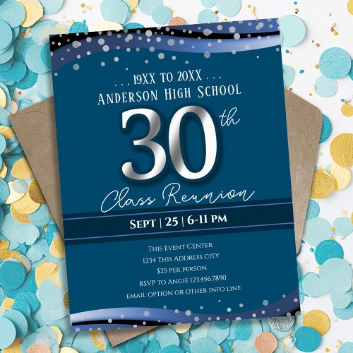 30th Alumni High School Reunion Blue Announcement