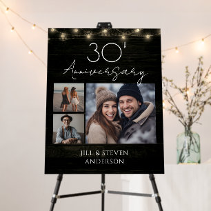 30th Anniverdary Party Rustic Wood Lights Foam Board