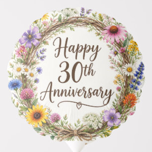 30th Anniversary Balloon, Thirty Years Floral Balloon