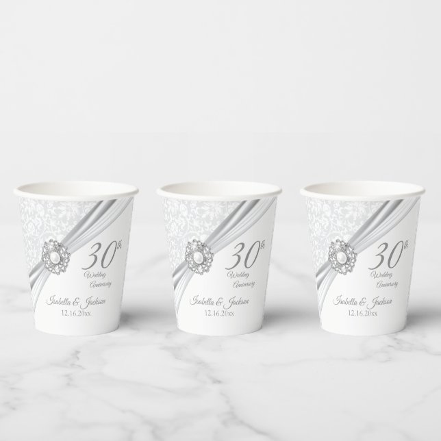 30th Anniversary / Birthday - Personalize Paper Cups (Multi)
