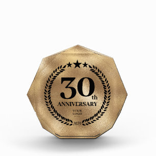 30th Anniversary Business Logo Gold Acrylic Award