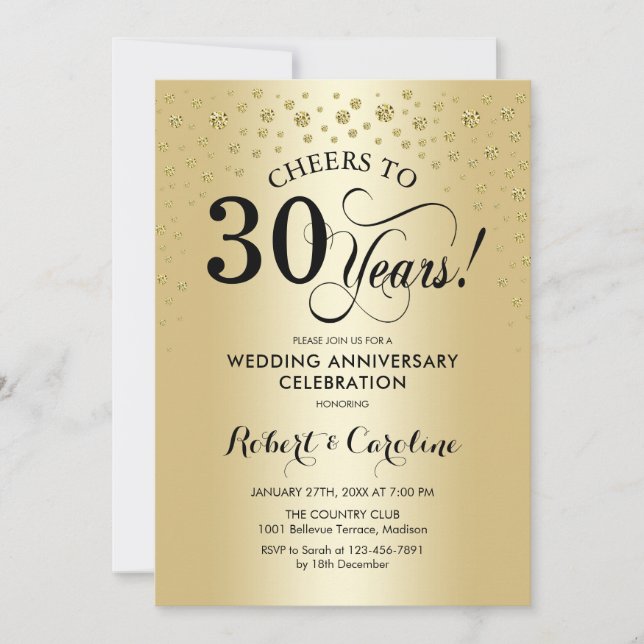 30th Anniversary Celebration - Gold Black Invitation (Front)