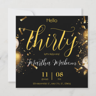 30th anniversary. Elegant birthday Invitation
