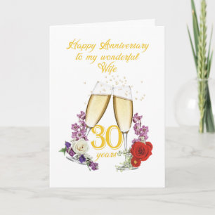 30th Anniversary for Wife with Champagne Card