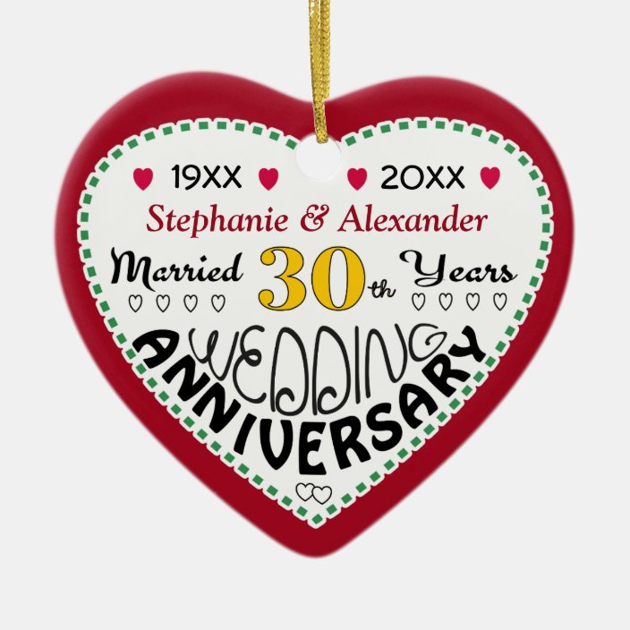 30th wedding anniversary christmas ornament